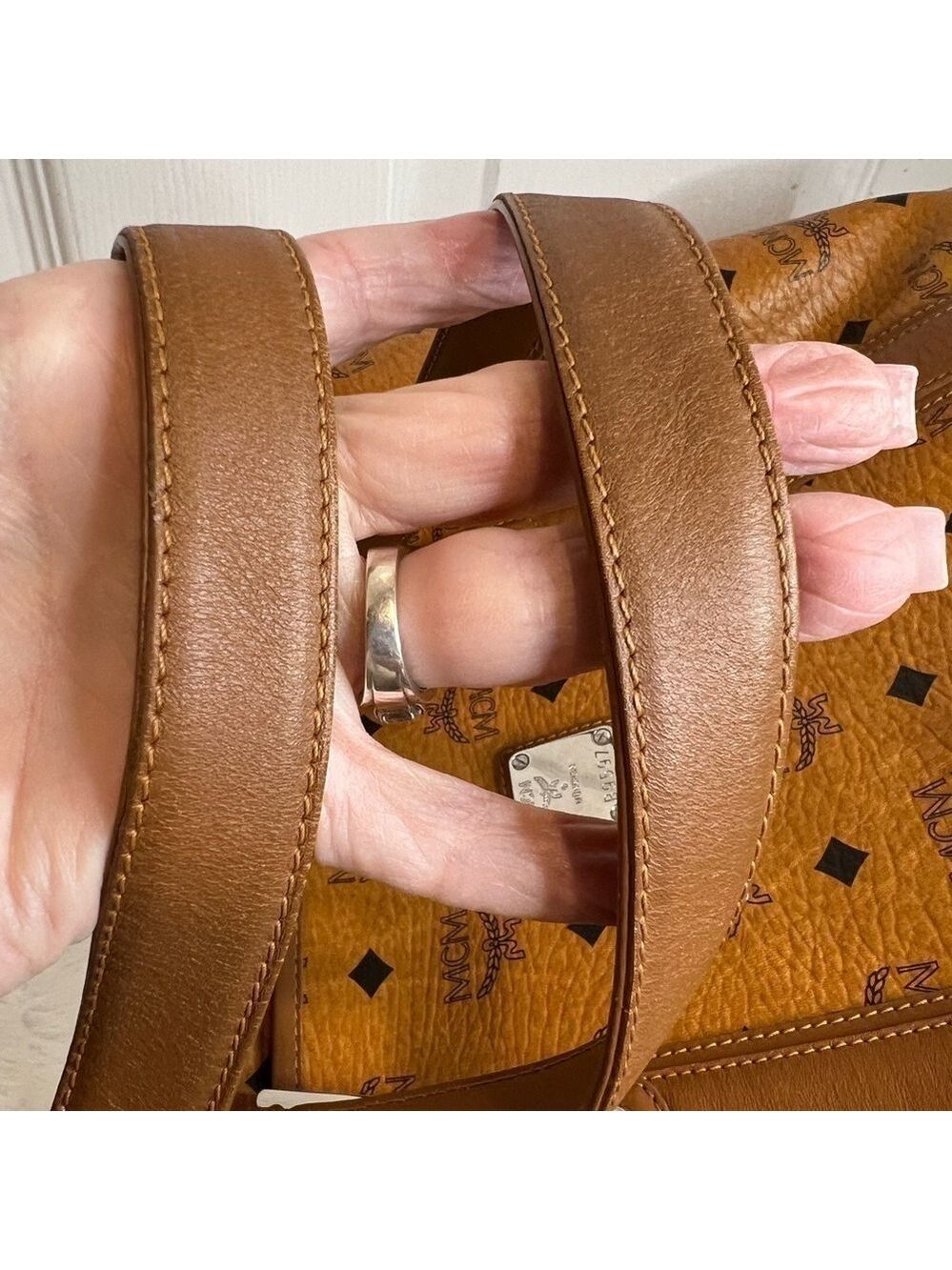 MCM COGNAC VISETOS SHOPPER TOTE BAG - Picture 10 of 15
